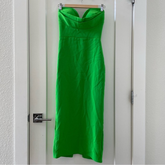 ALEX PERRY darcy stretch crepe sweetheart drape strapless dress green Sz 8 NWT - Picture 4 of 11